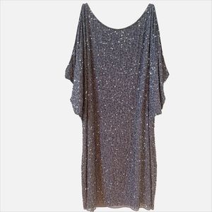 Aiden Mattox Beaded Sequin Charcoal Cocktail Dress Size 6